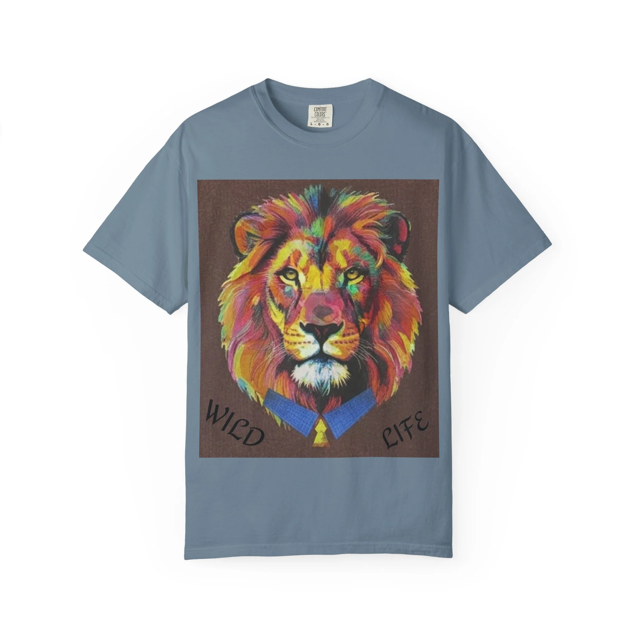 Wild Life Lion Portrait T-Shirt — Colorful Retro Primate Graphic Tee - Image 7
