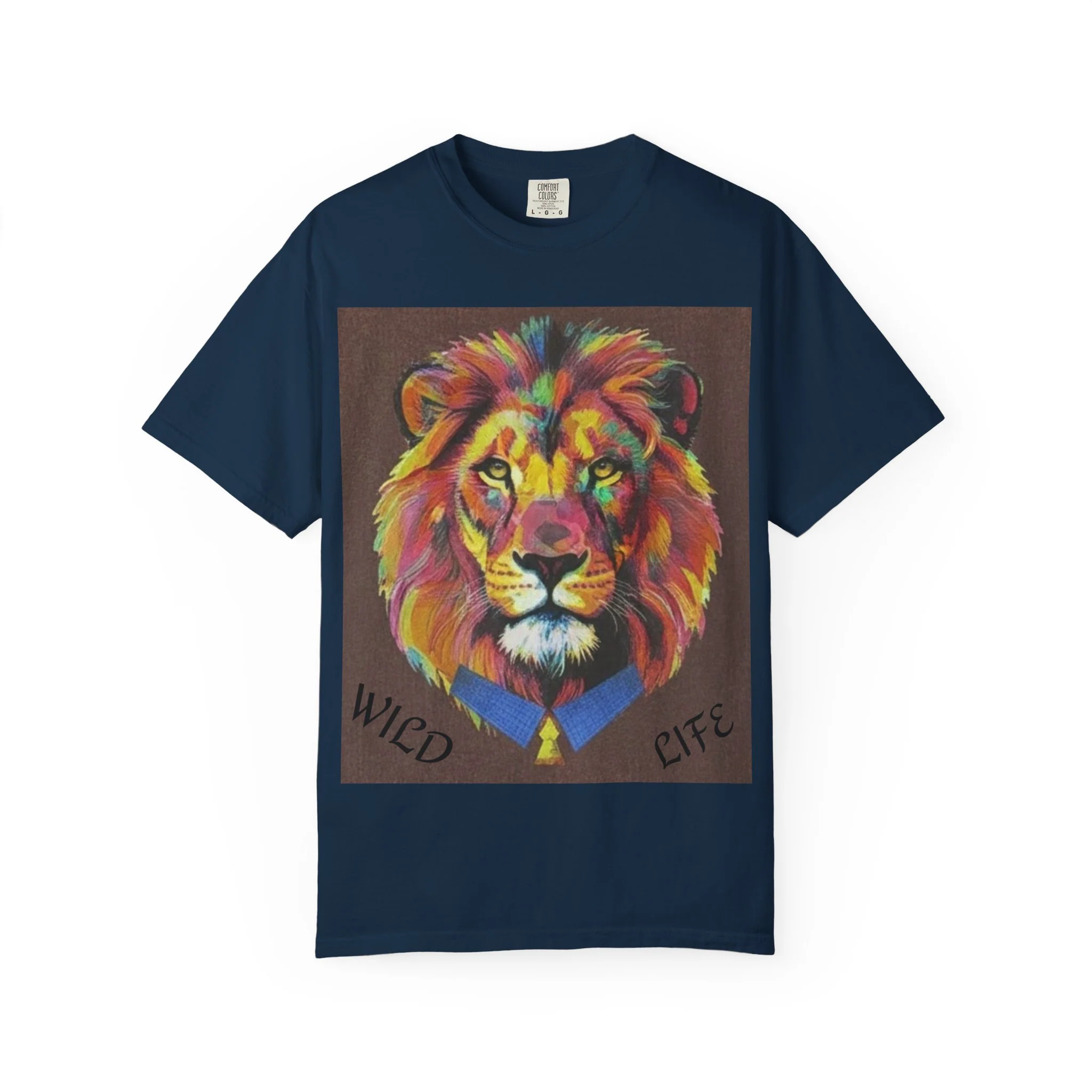 Wild Life Lion Portrait T-Shirt — Colorful Retro Primate Graphic Tee - Image 8