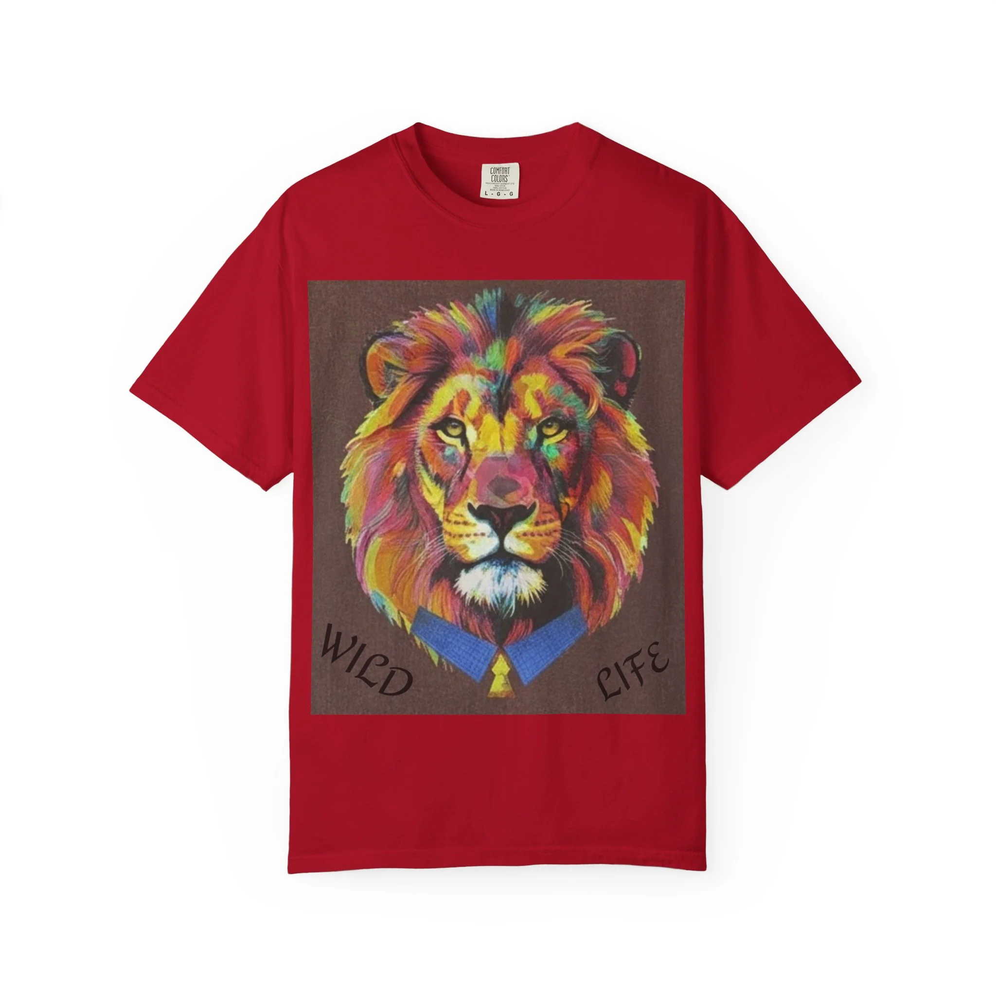 Wild Life Lion Portrait T-Shirt — Colorful Retro Primate Graphic Tee - Image 9