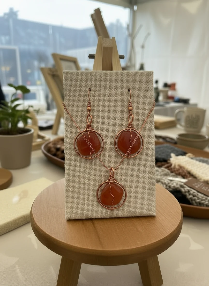 Wire Wrapped Crystal Necklace And Earring Set - Image 2
