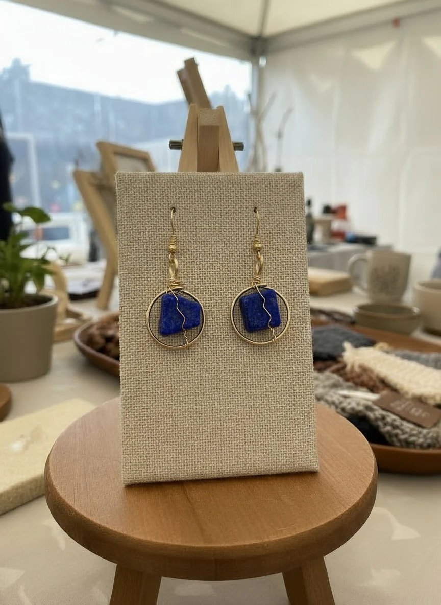 Wire wrapped gold non tarnishing small Crystal Earrings - Image 3