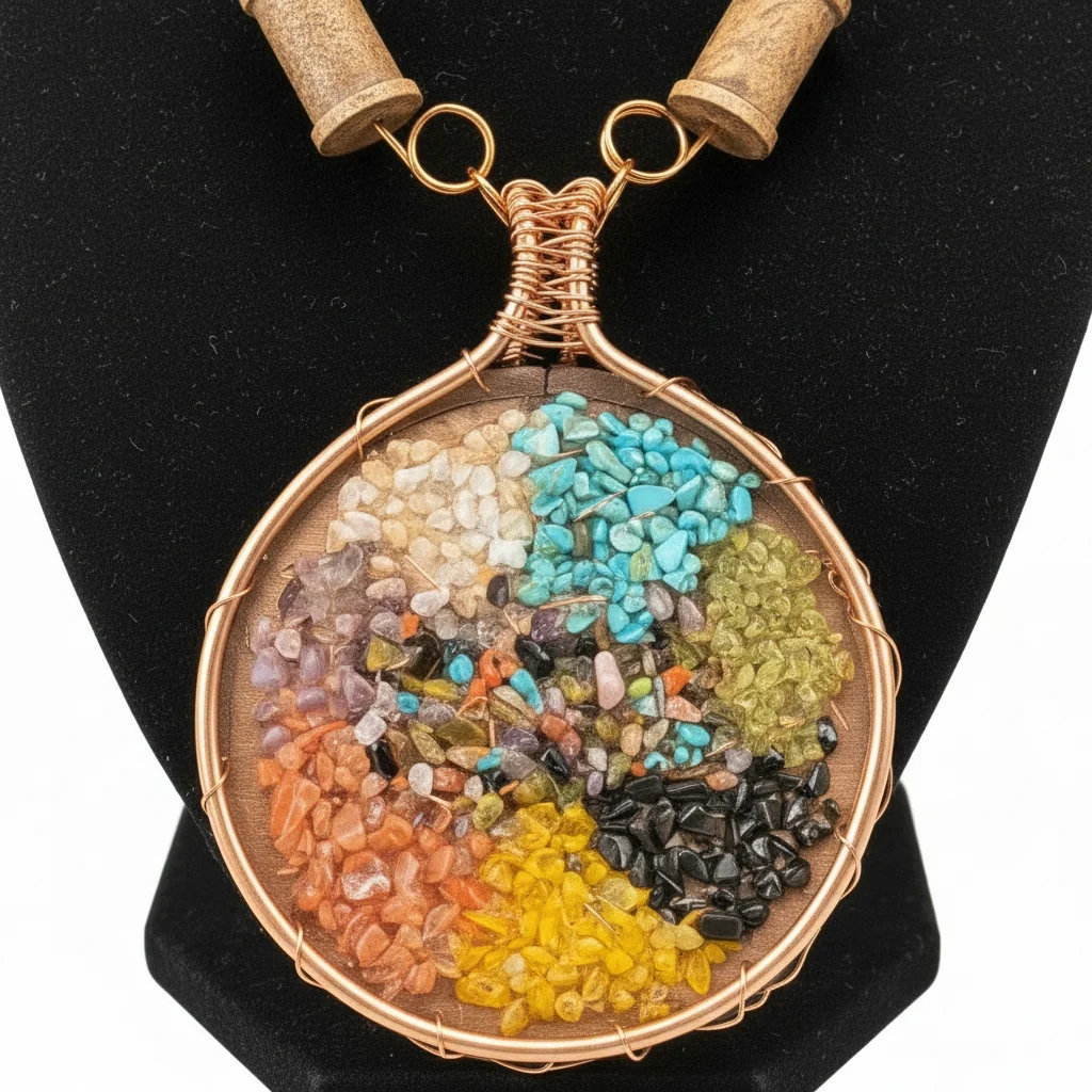 ￼ Custom Name Wire Wrapped Mango Wood/ Chakra Necklace