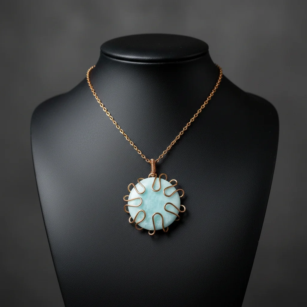 Wire Wrapped Round Crystal Necklace