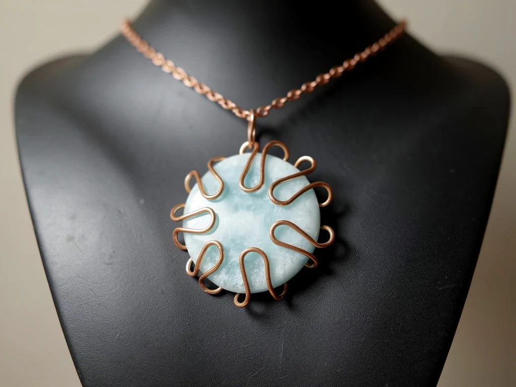 Wire Wrapped Round Crystal Necklace - Image 2
