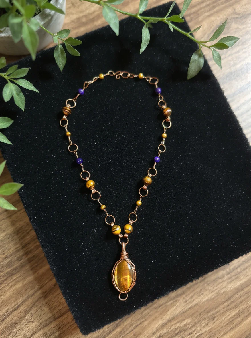 Yvng Gahd Brown/Blue Tigers Eye Prosperity Necklace - Image 2
