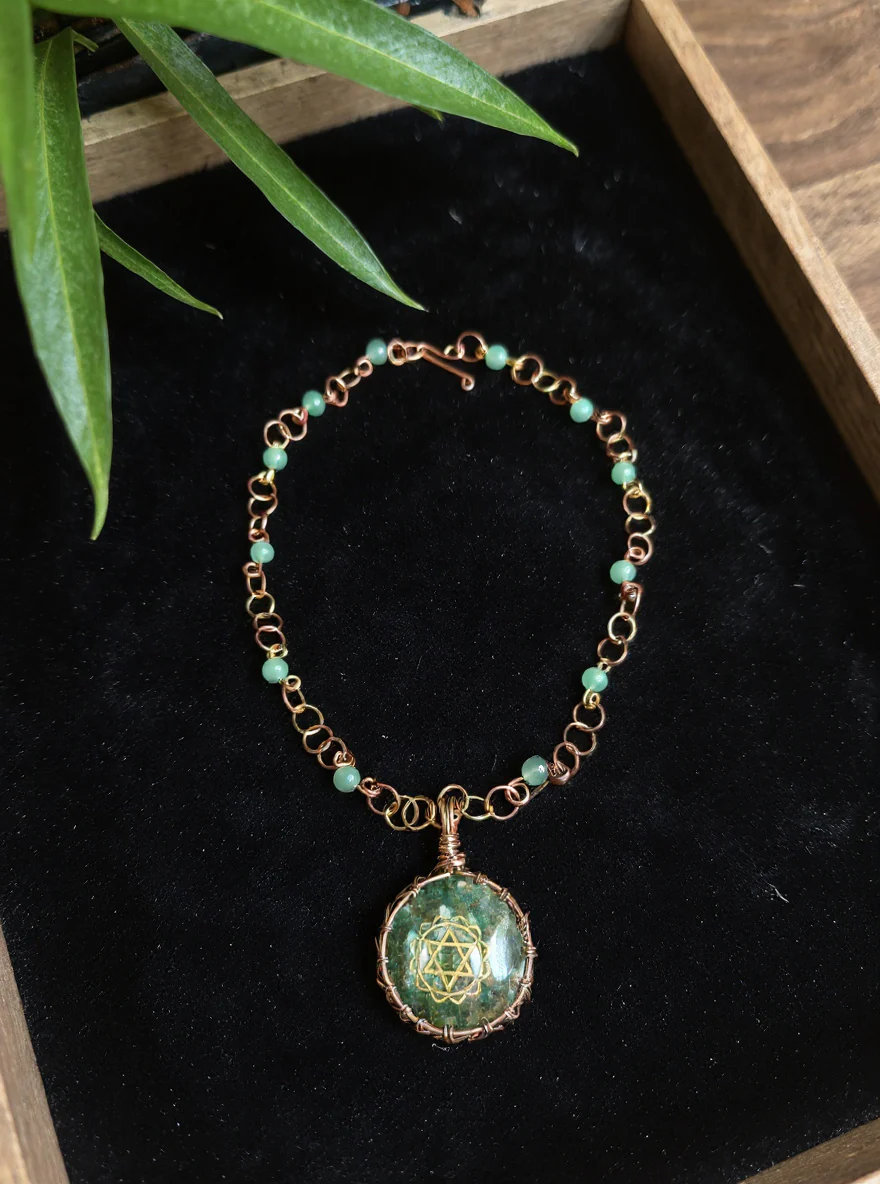 Yvng Gahd Chakra Green Aventurine Beaded Necklace - Image 2